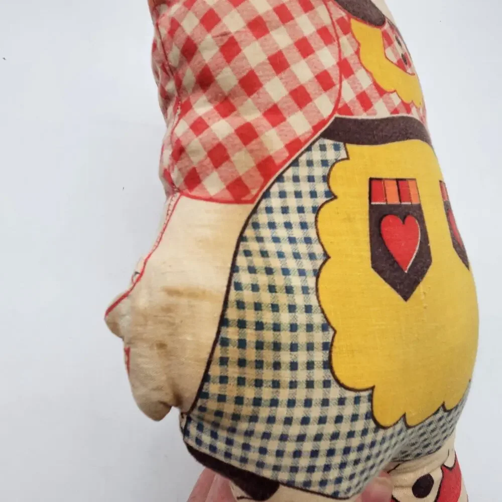 Vintage Raggedy Ann Style Stuffed Cloth Pillow Doll Handmade Cut‎ & Sew Folk Art